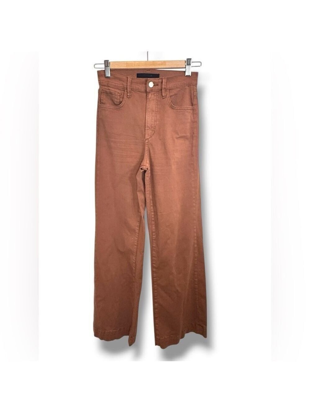 Joe's Jeans Mia High Rise Wide Leg Coated Pants Leather Brown Size 25